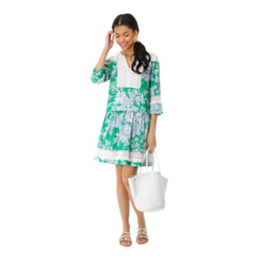 Tuckernuck Green and White Floral Midi Dress